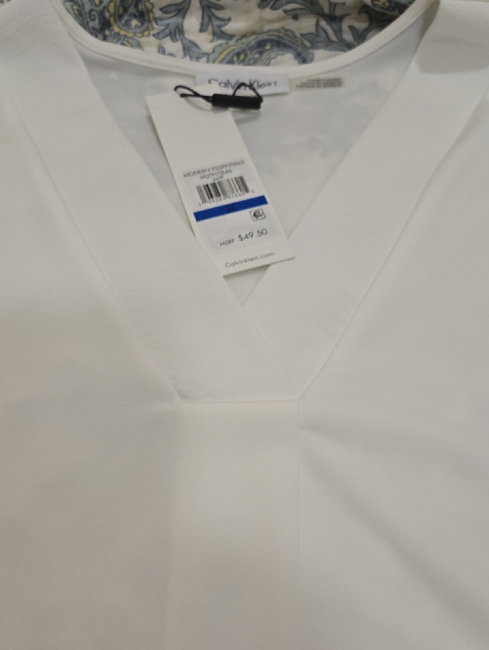 Calvin Klein White V-Neck Tunic Top